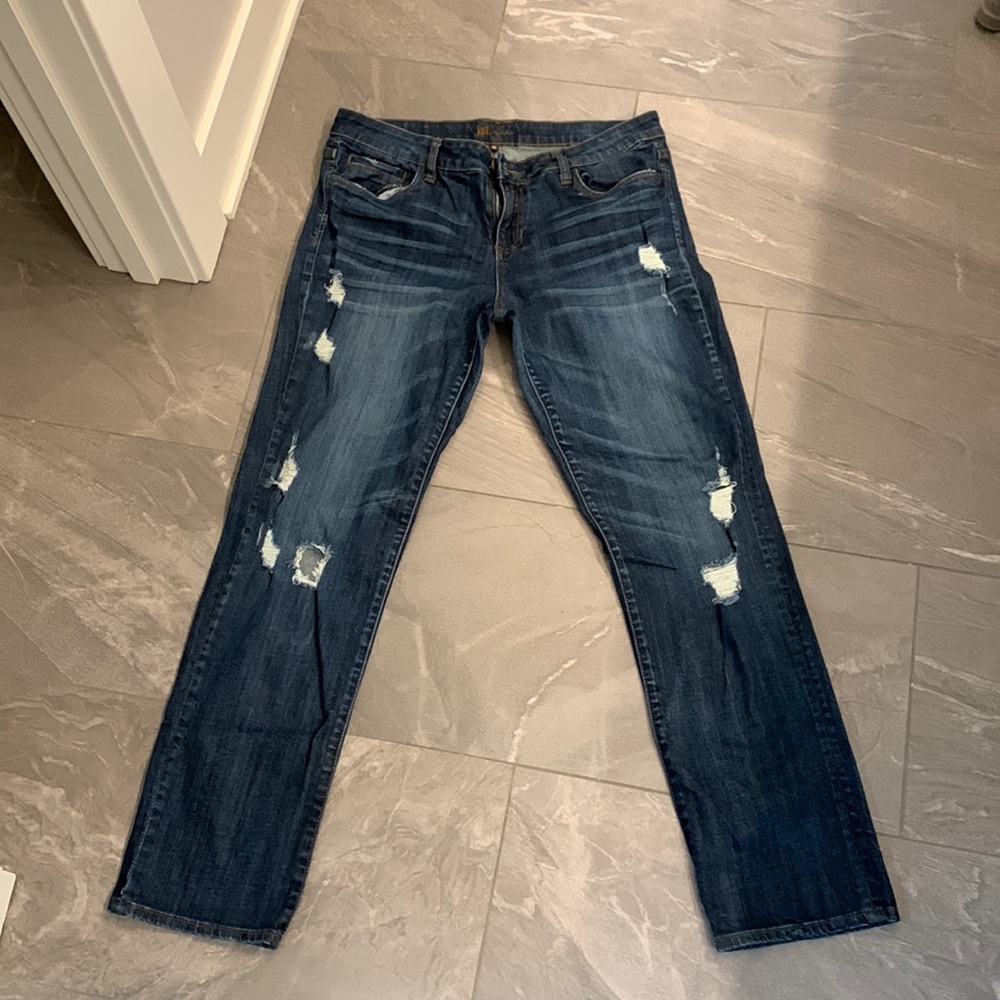 Womens distressed KUT jeans.